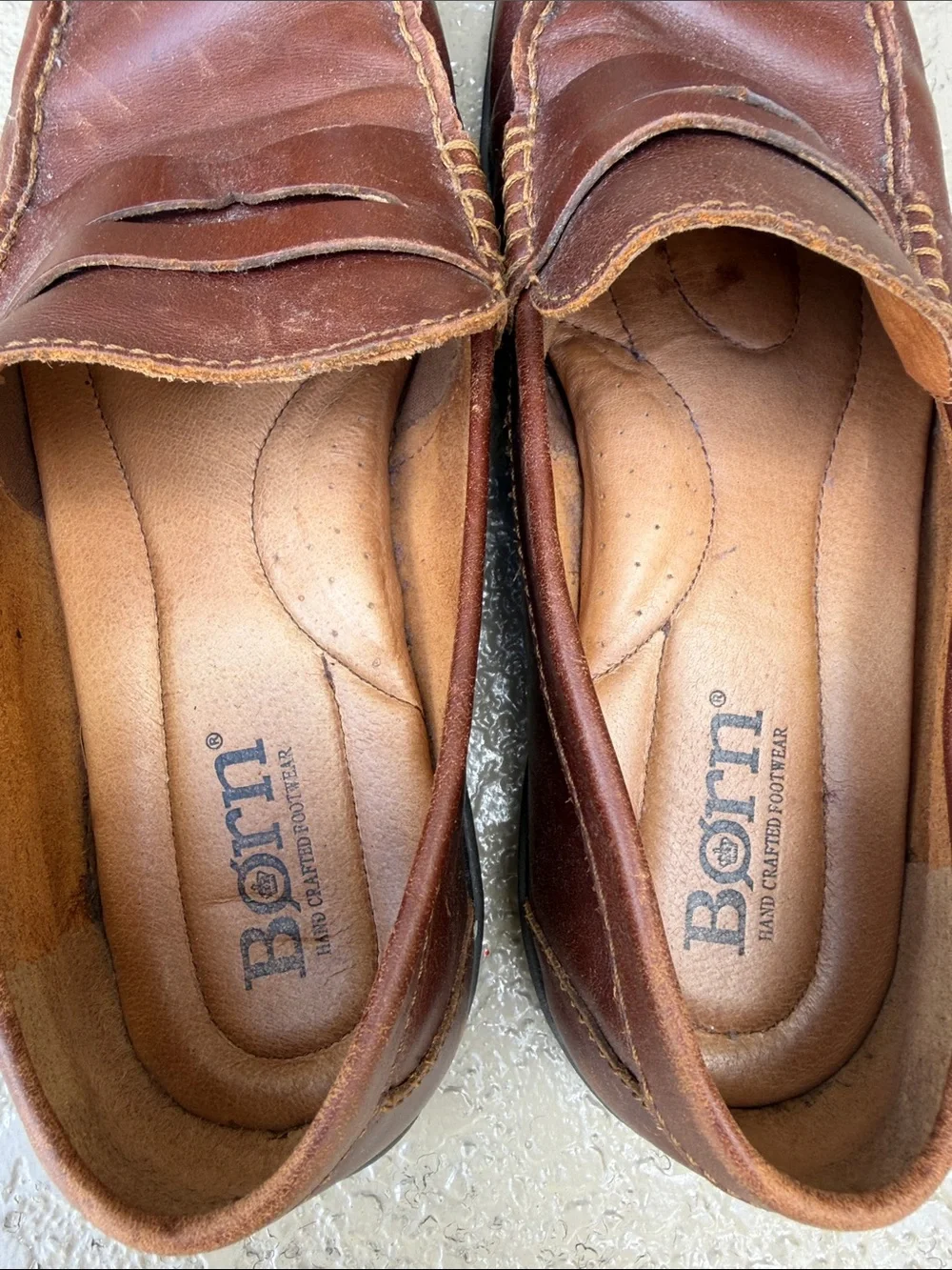 Born Brown Leather Penny-Style Slip-On Loafers